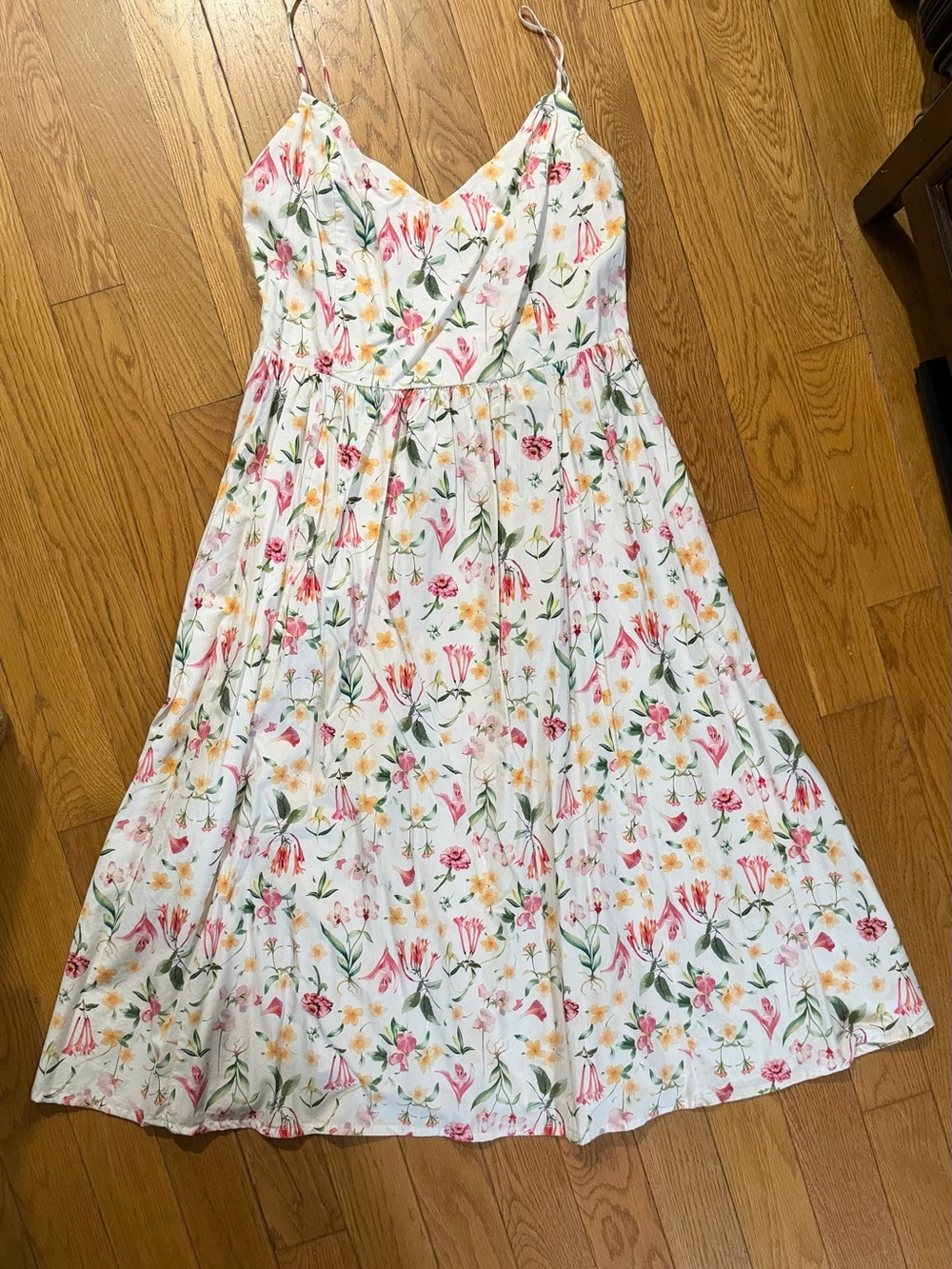 H&M White Smocked Floral Dress